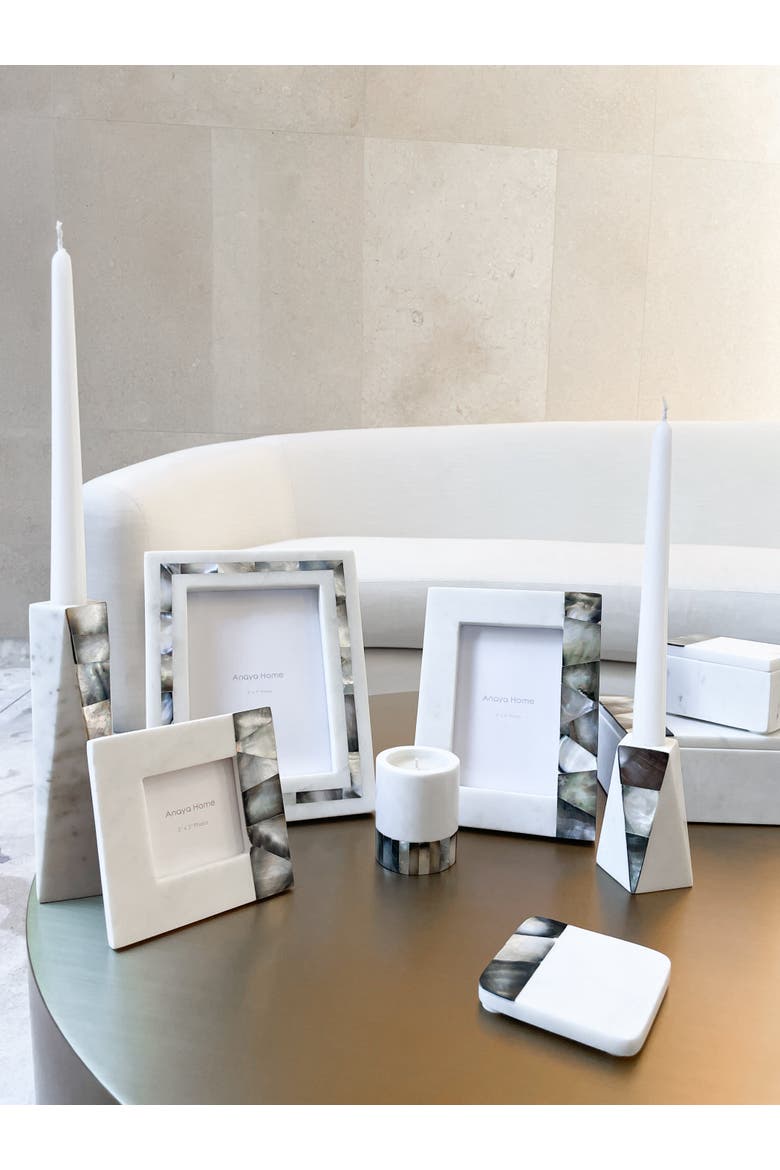Grey Mother of Pearl Marble Picture Frames, Alternate, color, White