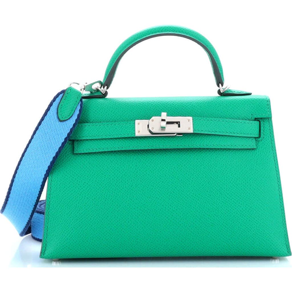Pre-owned Hermes Hermes Kelly Mini Ii Amazone Handbag Green Epsom With Palladium Hardware 20