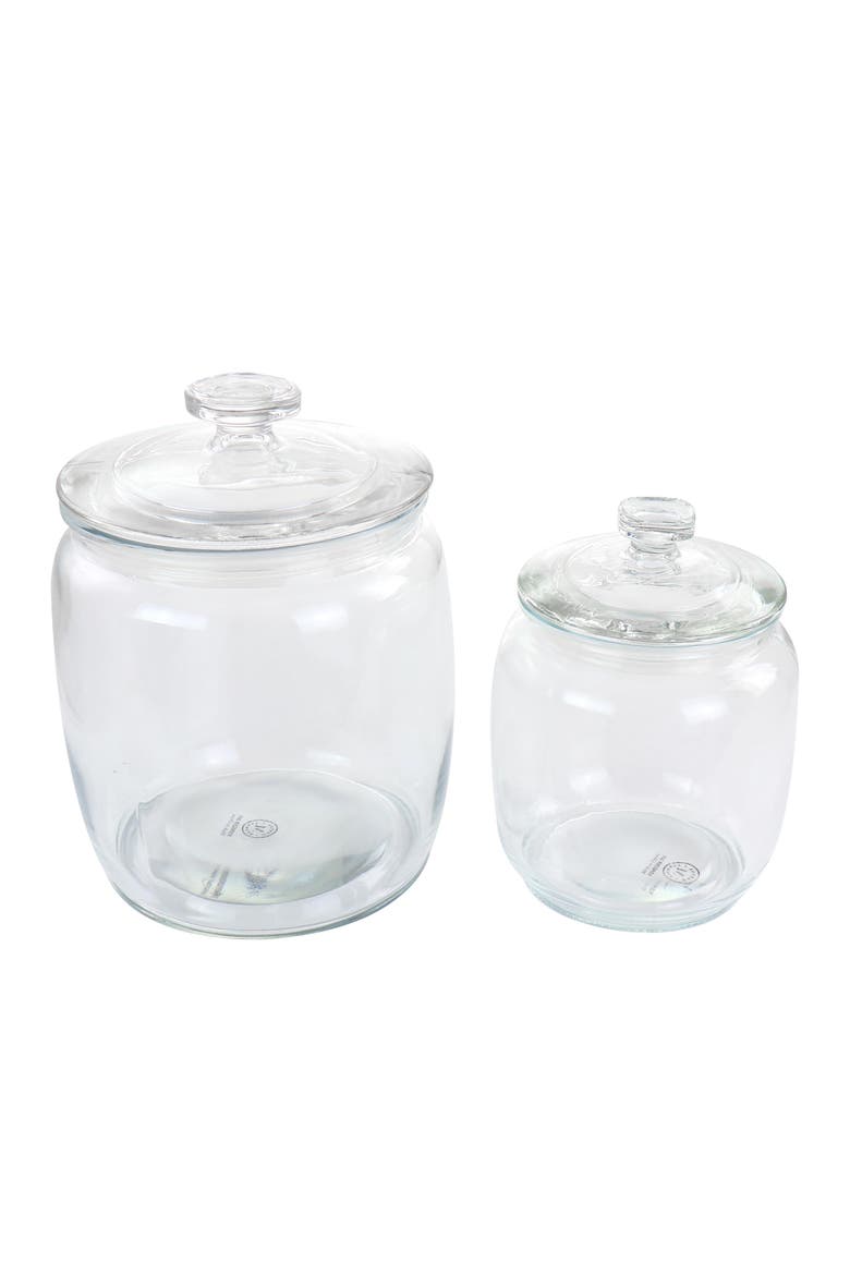 4 Piece 2.1 and 1 Quart Glass Canister Set, Main, color, Clear