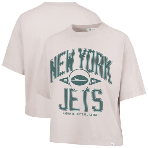 47 Brand '47 Natural New York Jets Cropped Windthrow Ravine T-shirt In Neutral