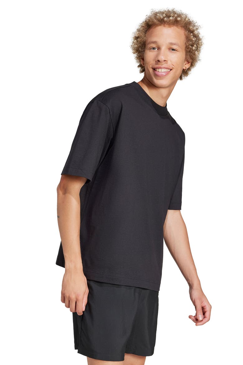 Essentials Loose 3-Bar Cotton T-Shirt, Alternate, color, BLACK/ WHITE