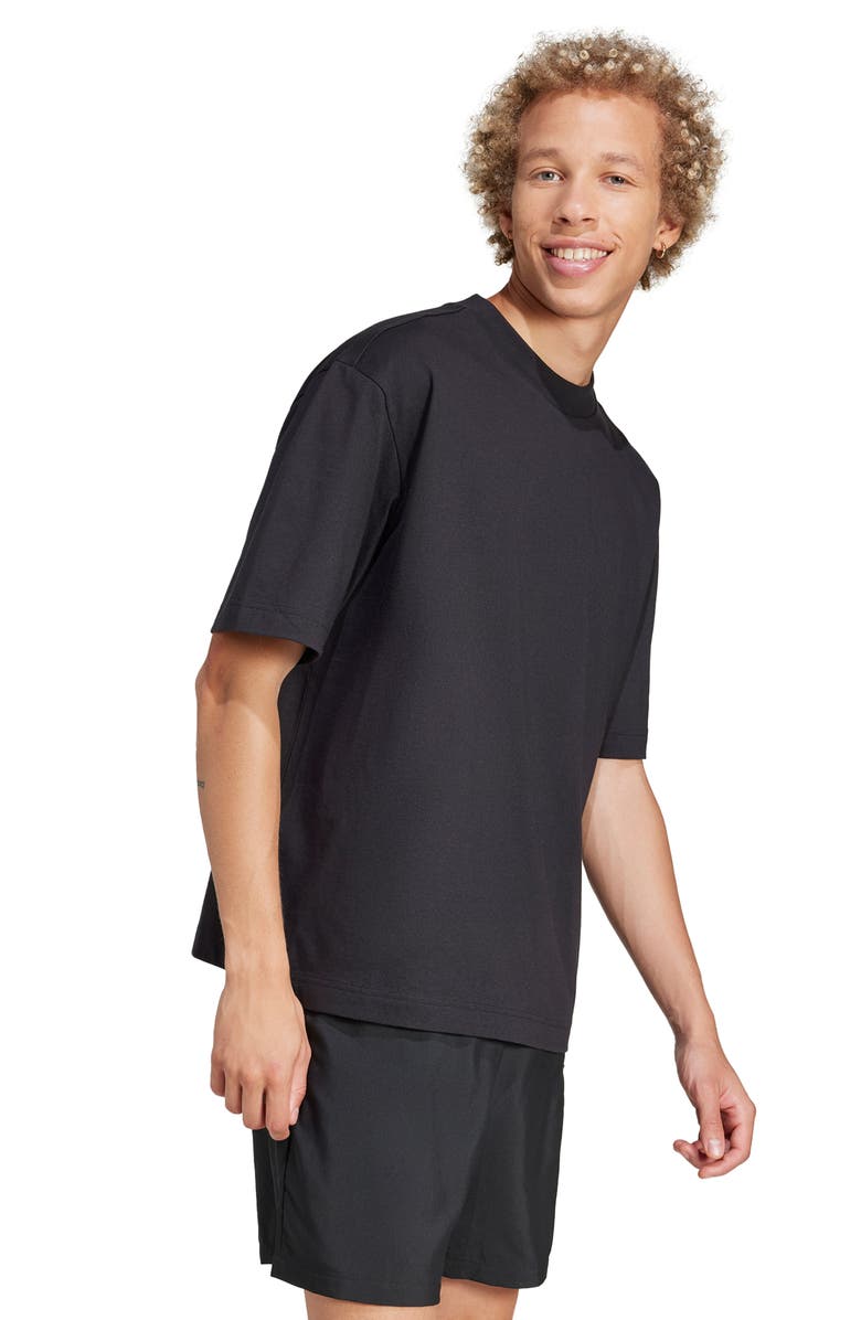 adidas Essentials Loose 3-Bar Cotton T-Shirt, Alternate, color, Black/ White