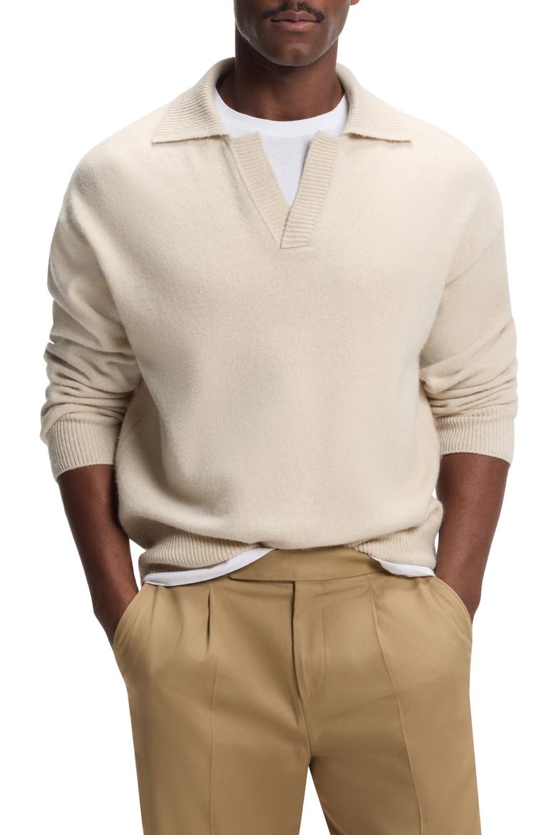 C-Ucari Long Sleeve Wool Polo Sweater, Main, color, OPEN WHITE