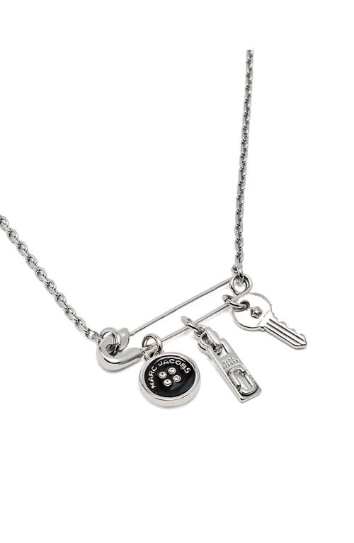 Marc Jacobs Button Charm Pendant Necklace In Metallic
