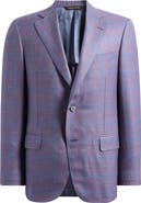 Heritage Gold Purple & Blue Plaid Slub Wool Blend Sport Coat