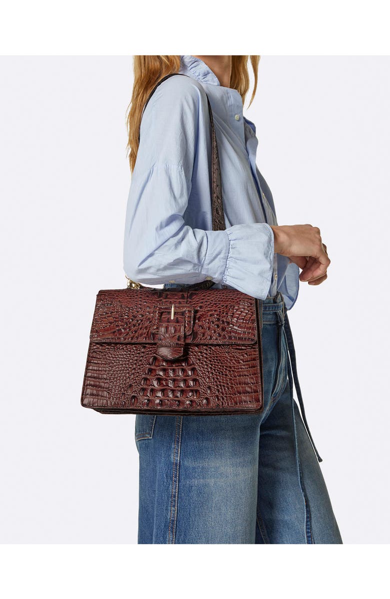 Brahmin Hallie Croc Embossed Top Handle Bag, Alternate, color,