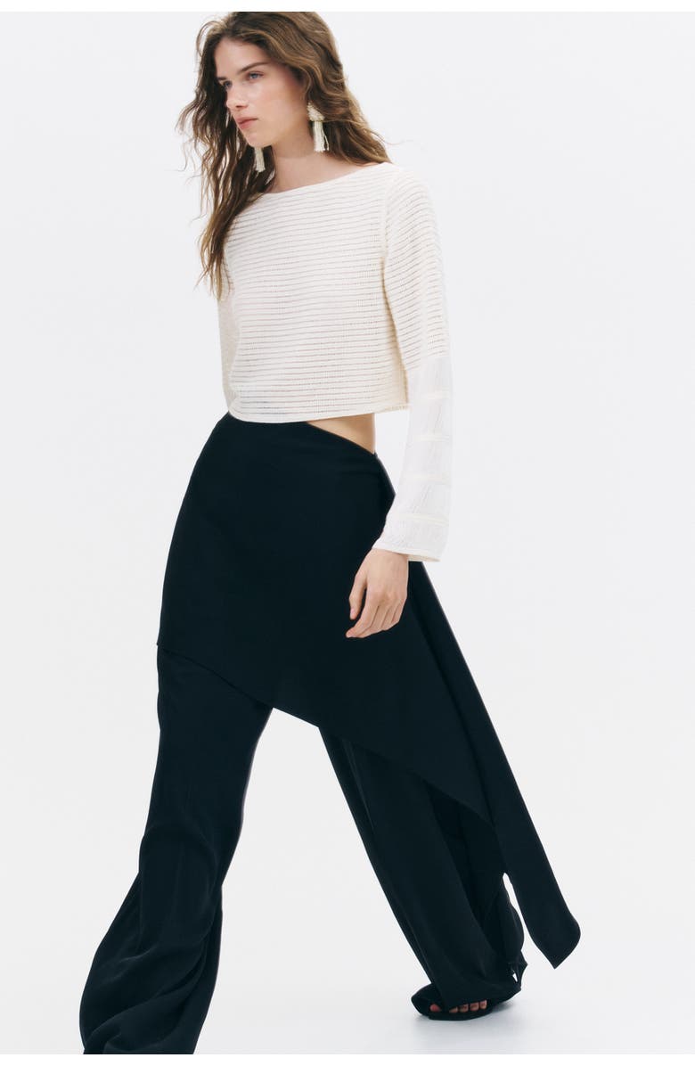 H&M Tailored Skirt-layered Trousers, Alternate, color, Black