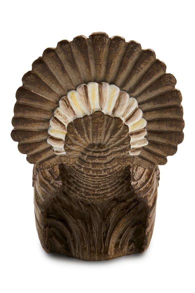 Mocha Check Mini Turkey Figurine, Alternate, color, BROWN