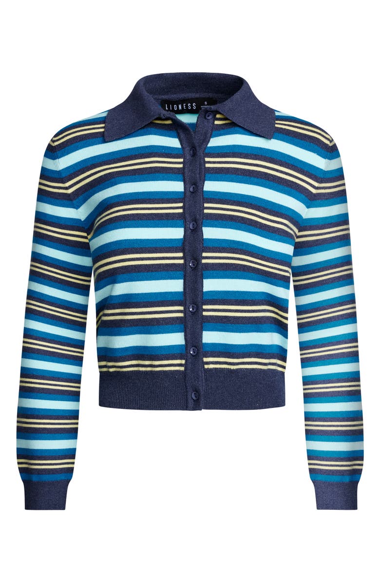 LIONESS Awakening Stripe Polo Cardigan, Alternate, color,