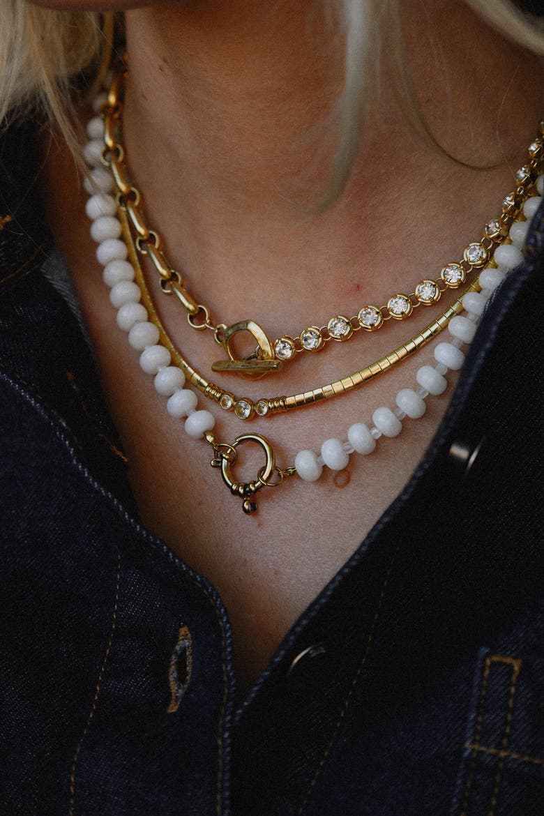White Mocha Necklace, Alternate, color, White Agate