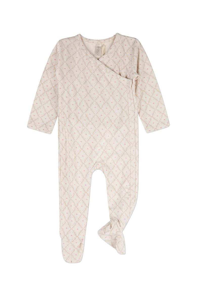 Baby Harlequin Heart Allover-Print Footie, Main, color, Pink