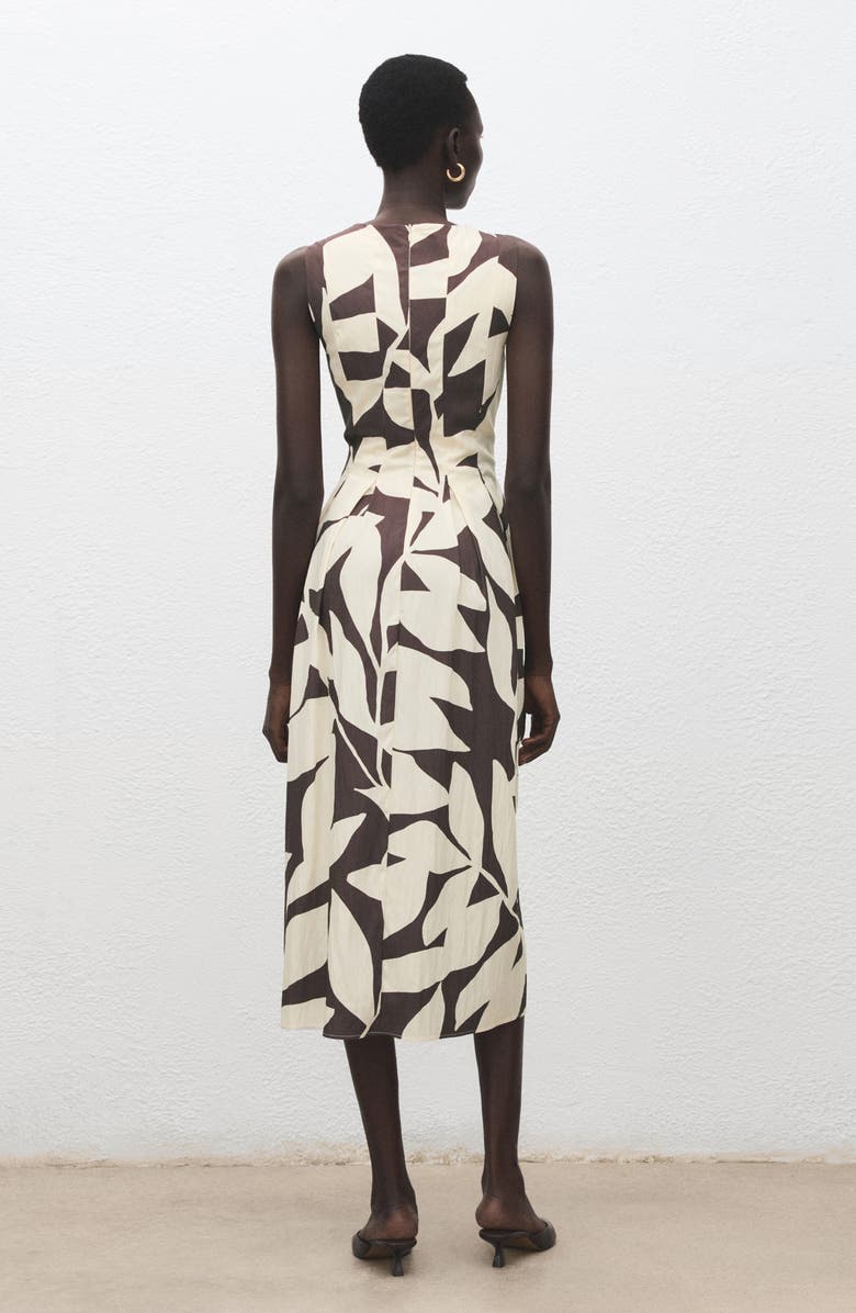 MANGO Print Sleeveless Flare Midi Dress, Alternate, color, Beige