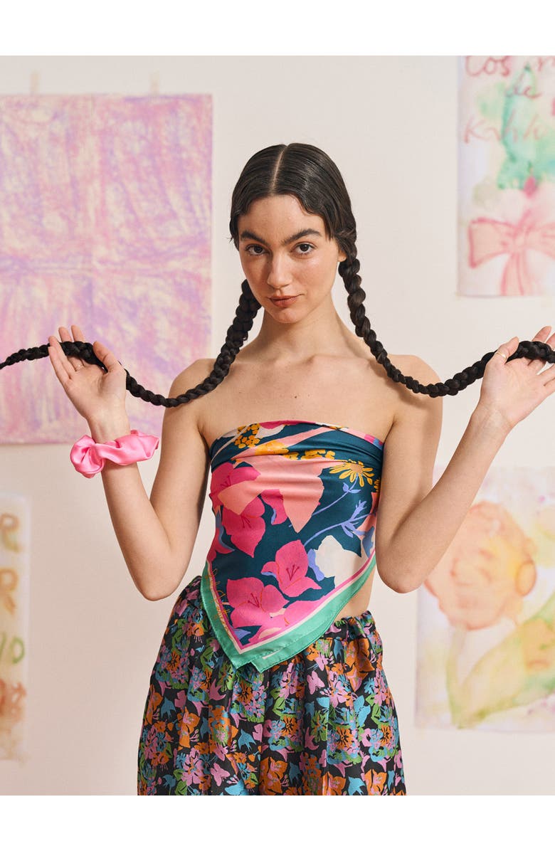 Lost Pattern FRIDA x LOST PATTERN "Frida's Garden" Silk Bandana Scarf, Alternate, color, Purple