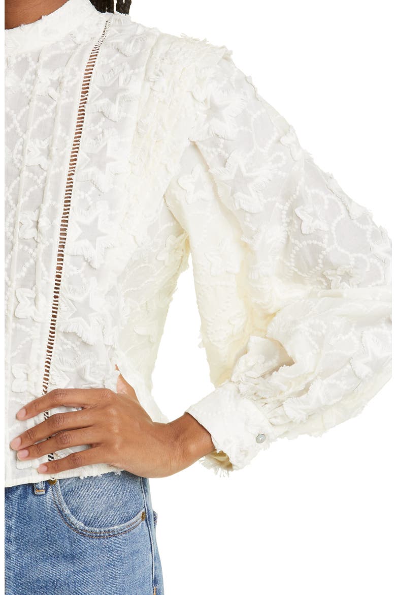 Star 3D Embroidered Blouse, Alternate, color, OFF-WHITE