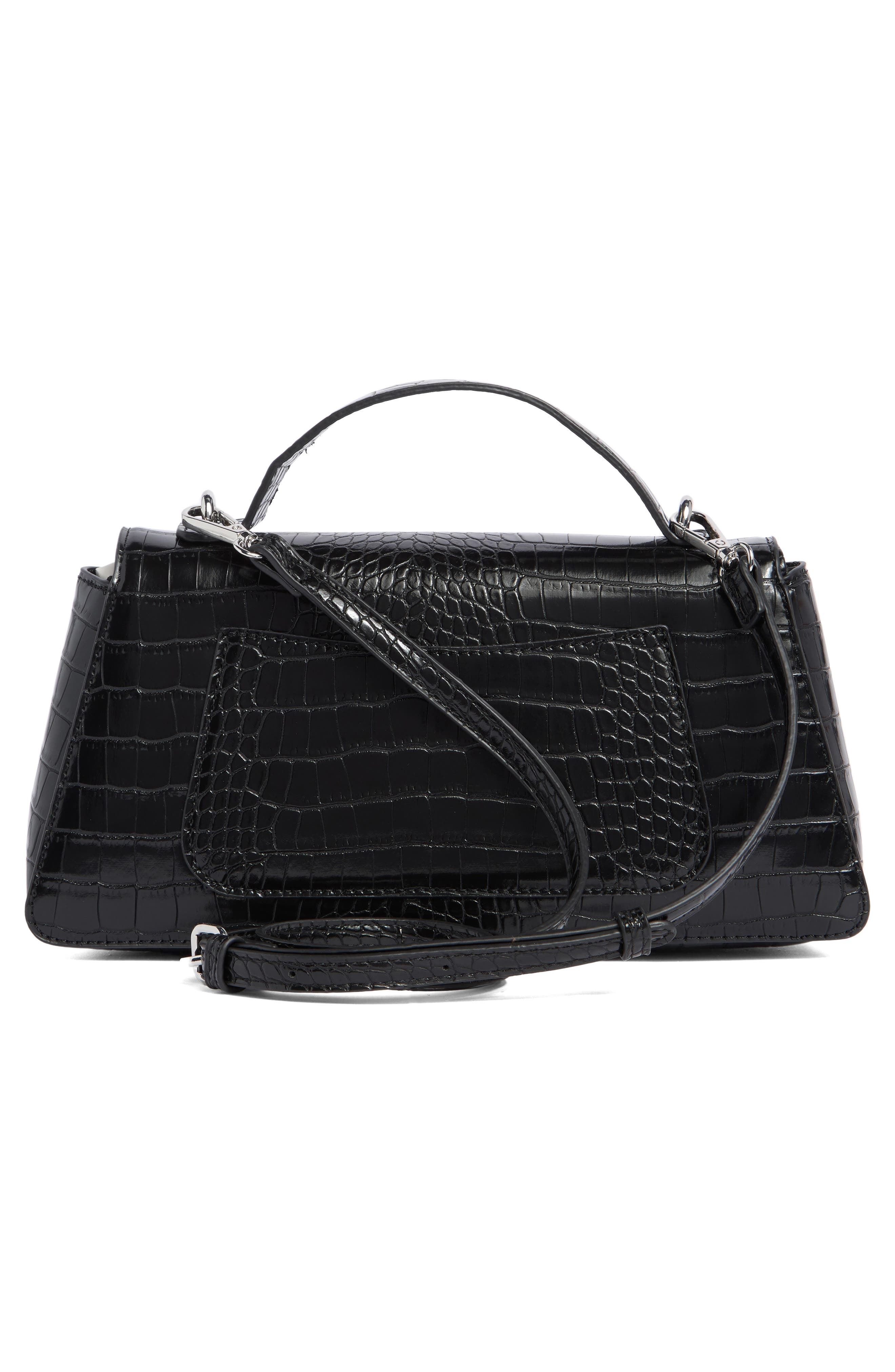 URBAN EXPRESSIONS HANDBAGS Croc Embossed Crossbody Bag, Alternate, color, Black