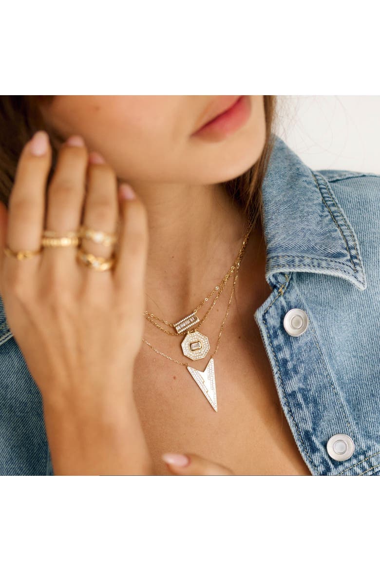 Baguette Bar Necklace, Alternate, color, Silver