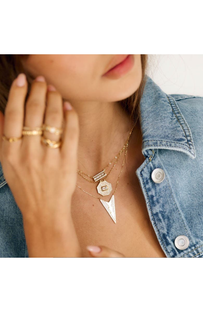 Mazin Jewels Baguette Bar Necklace, Alternate, color, Rosegold