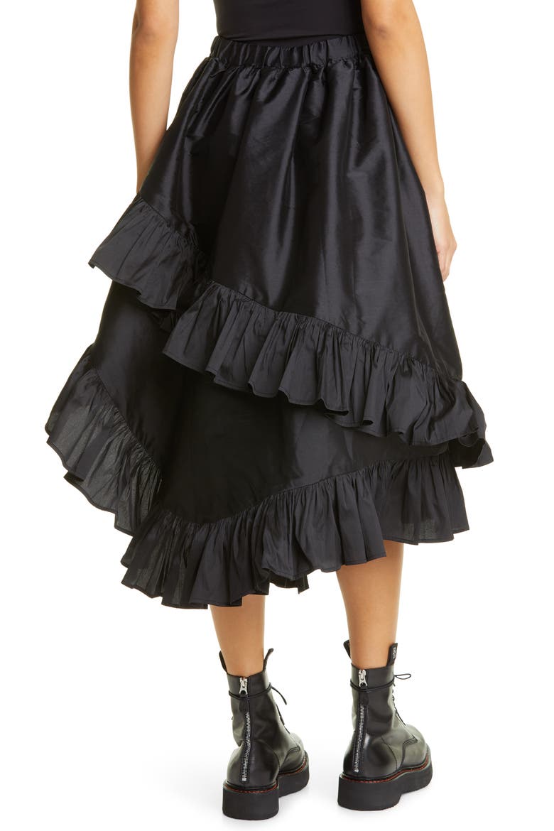 Asymmetrical Taffeta Ruffle Skirt, Alternate, color, BLACK