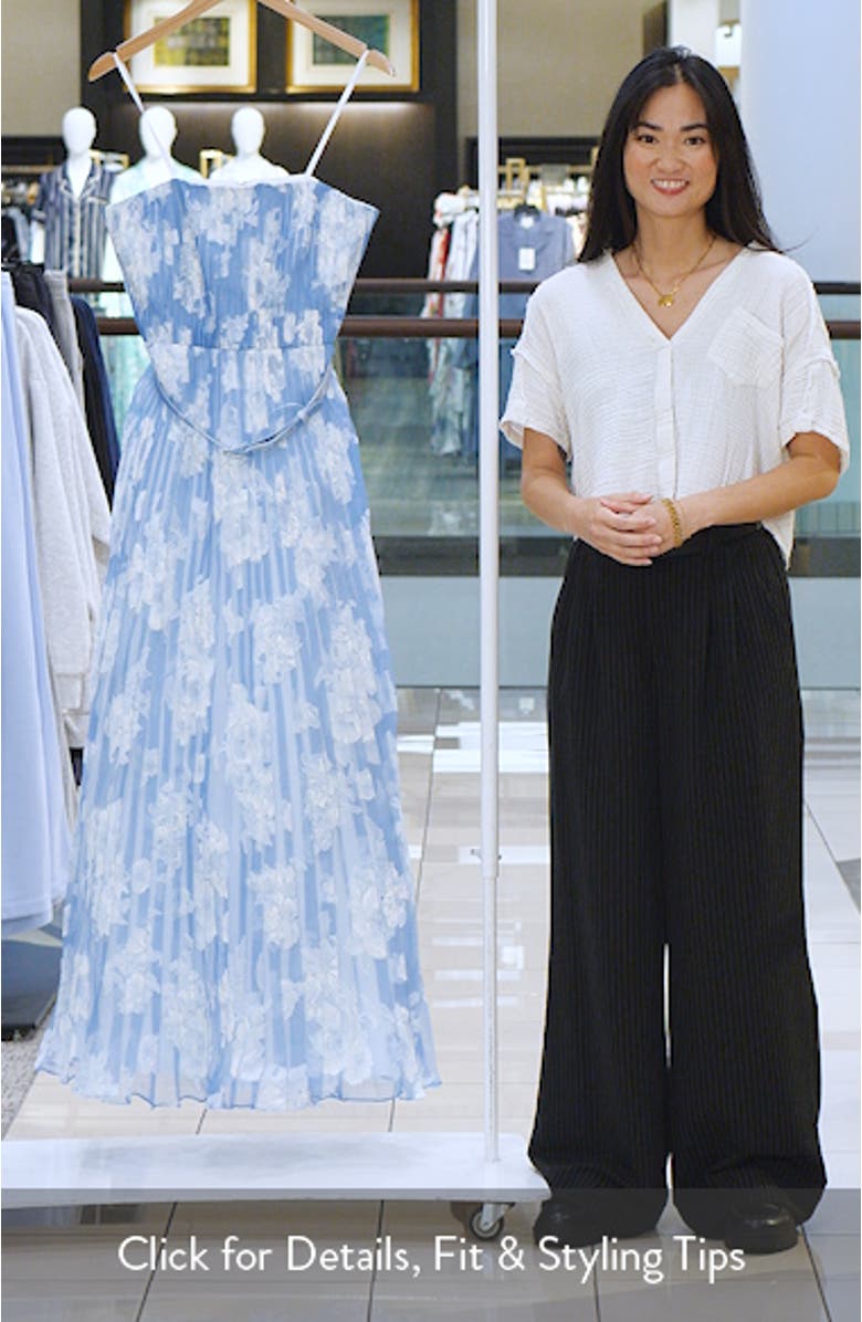 Verity Pleated Belted Strapless Gown, sales video thumbnail