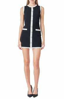 Endless Rose Colorblock Button Front Mini Sweater Dress