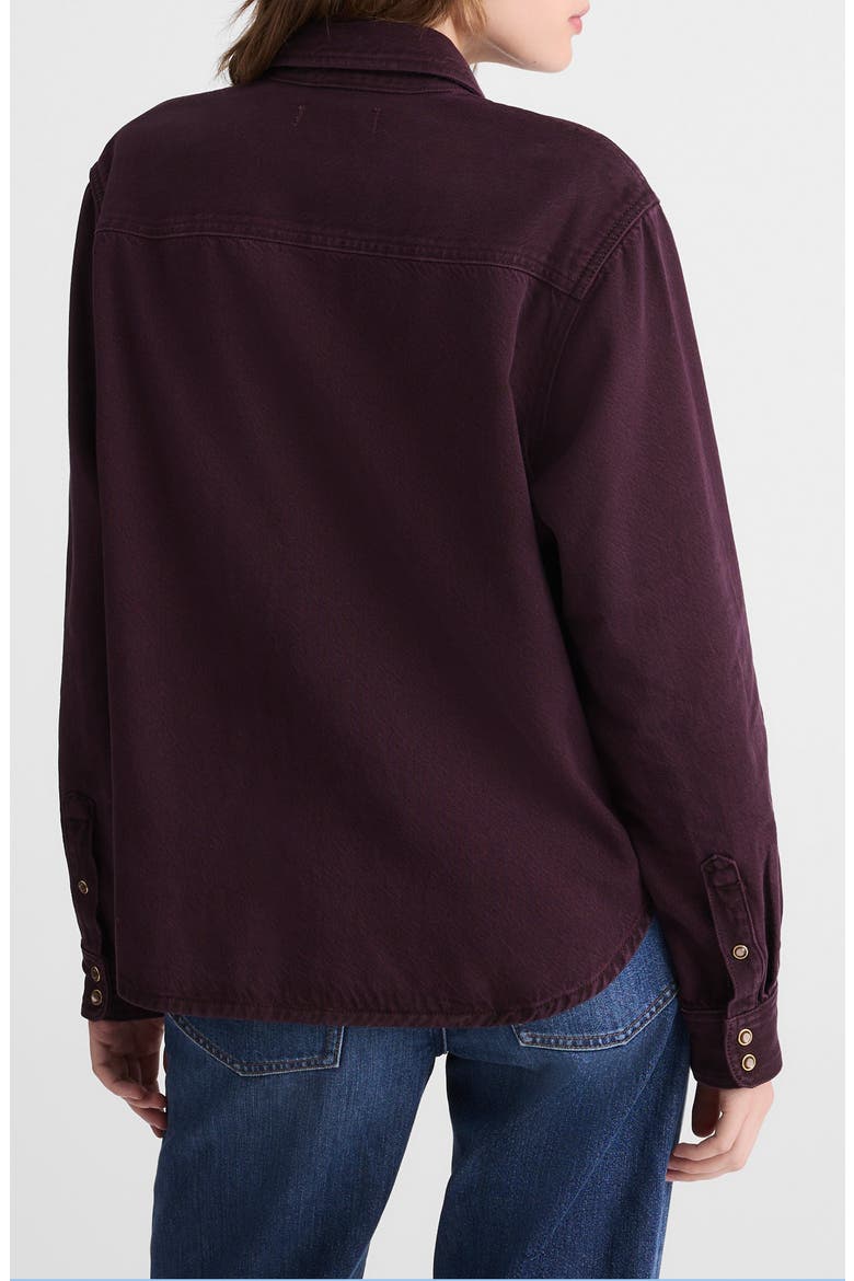 Airy Oversize Denim Snap-Up Shirt, Alternate, color, DARK BURGUNDY