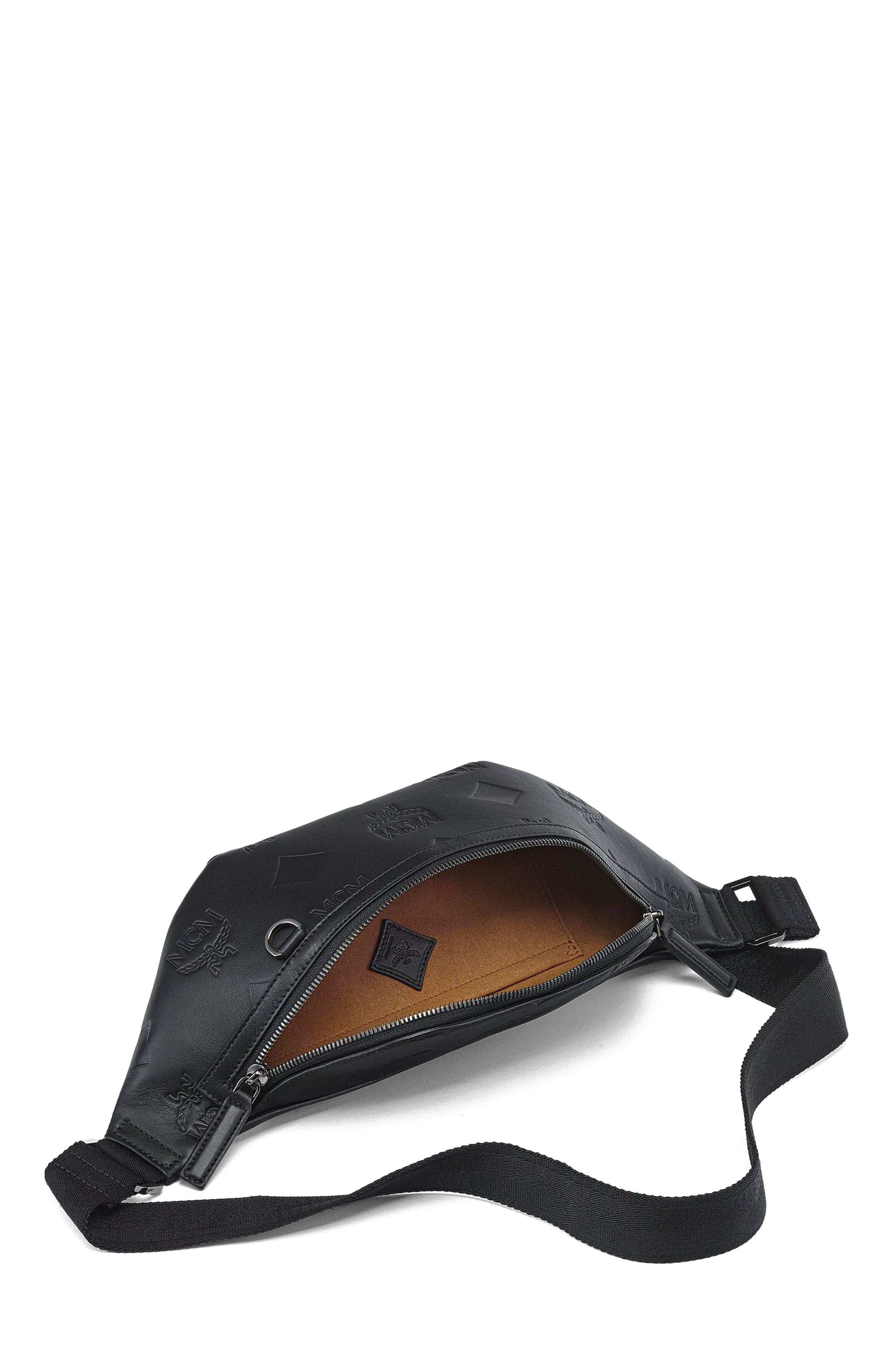 MCM Medium Fursten Belt Bag in Maxi Monogram Leather, Alternate, color, Black