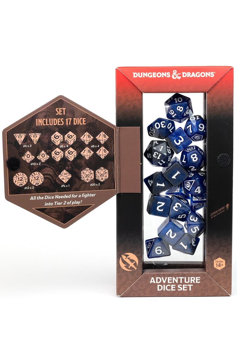 Dungeons
Dragons D&D Adventure Dice Fighter Blue, 17Pc Rpg Die Set, Alternate, color, Blue