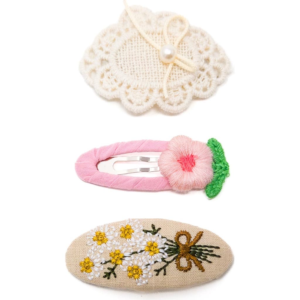 Puttisu 3pc Hair Clip Crochet Meadow Set In Pink