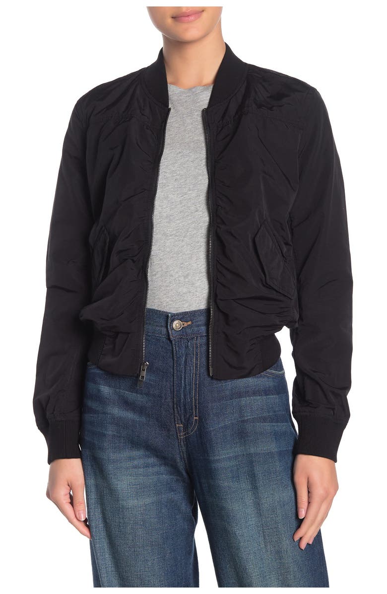 Vince Shrunken Crop Bomber Jacket, Main, color, Black