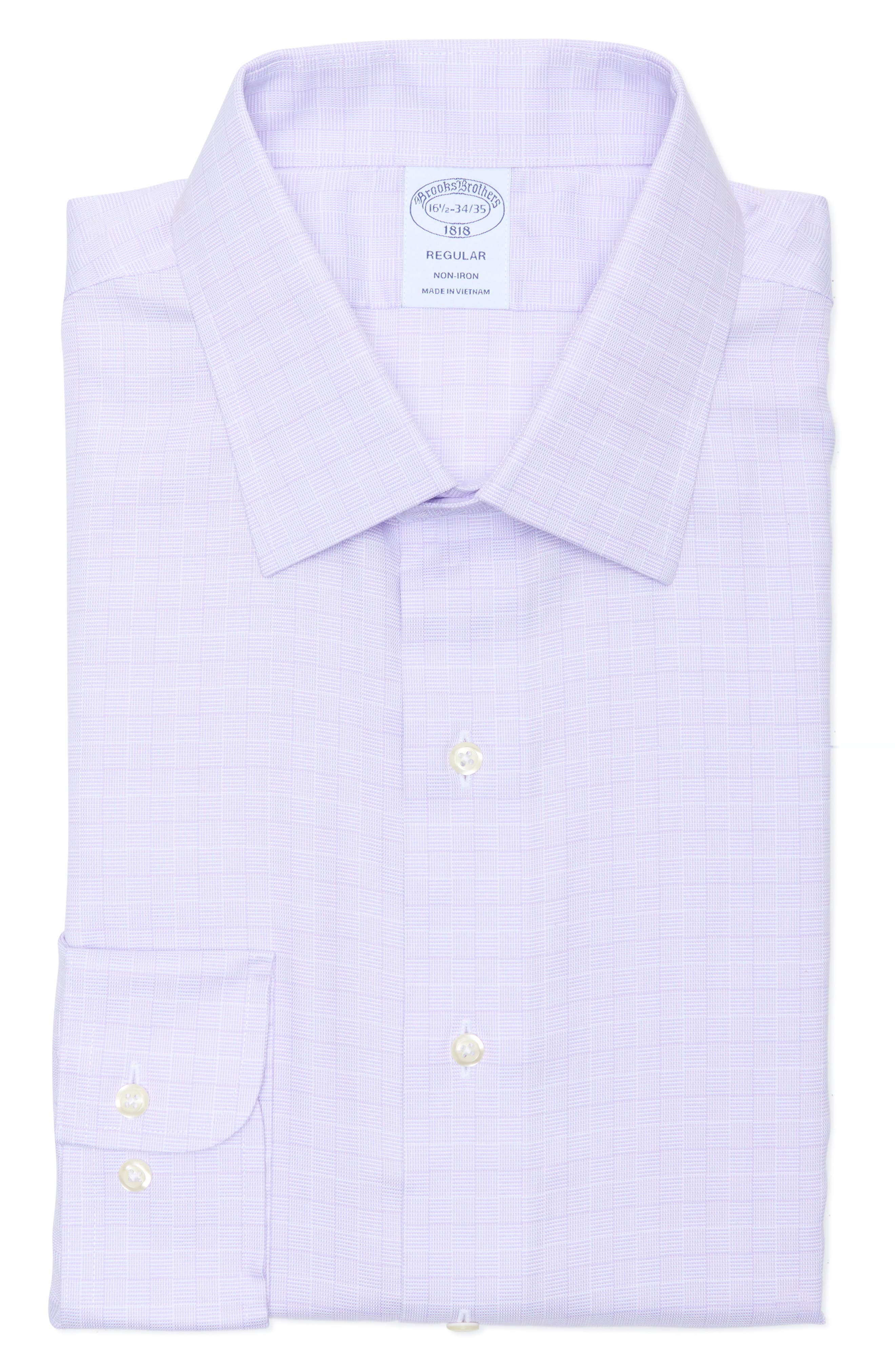 Brooks Brothers Regular Fit Textured Dobby Non-Iron Cotton Dress Shirt