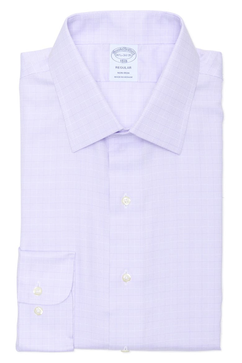 Regular Fit Textured Dobby Non-Iron Cotton Dress Shirt, Main, color, LAVENDERGEO