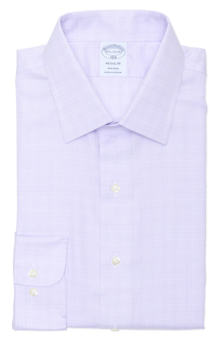Brooks Brothers Regular Fit Textured Dobby Non-Iron Cotton Dress Shirt, Main, color, Lavendergeo