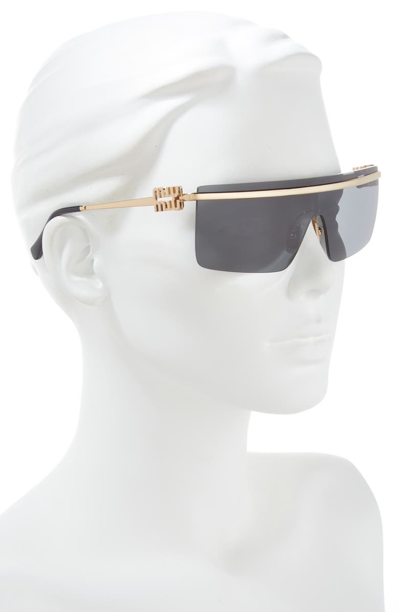 Miu Miu 50mm Shield Sunglasses, Alternate, color, Gold