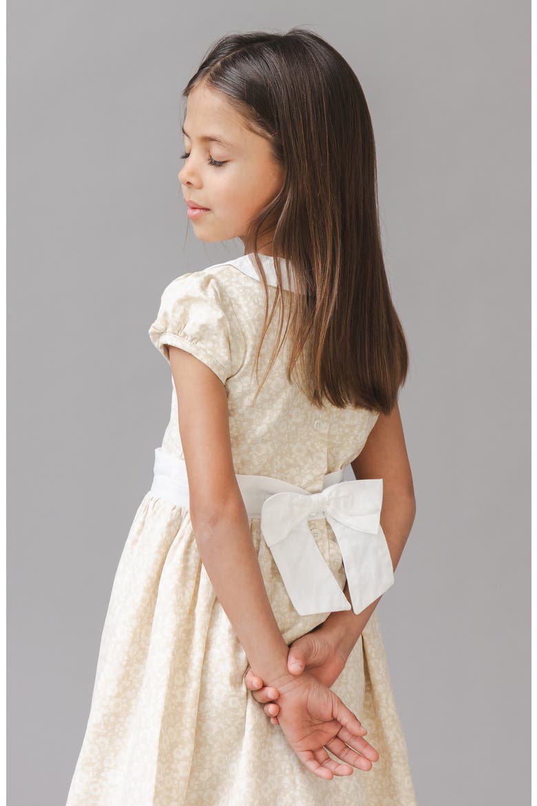 Kids' Organic Stretch Poplin Peter Pan Collar Dress, Alternate, color, Sandy Floral