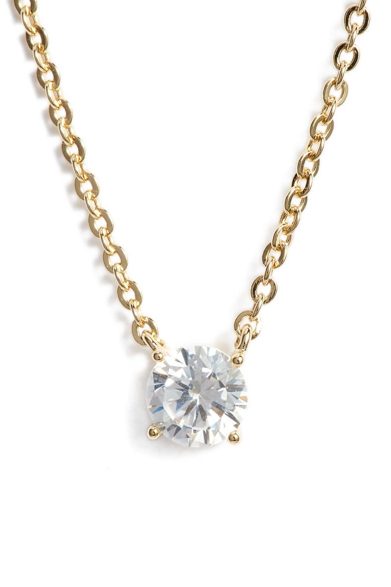 Cubic Zirconia Pendant Necklace, Main, color, CLEAR- GOLD