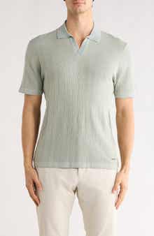 Bugatchi Johnny Collar Ribbed Cotton & Silk Polo Sweater