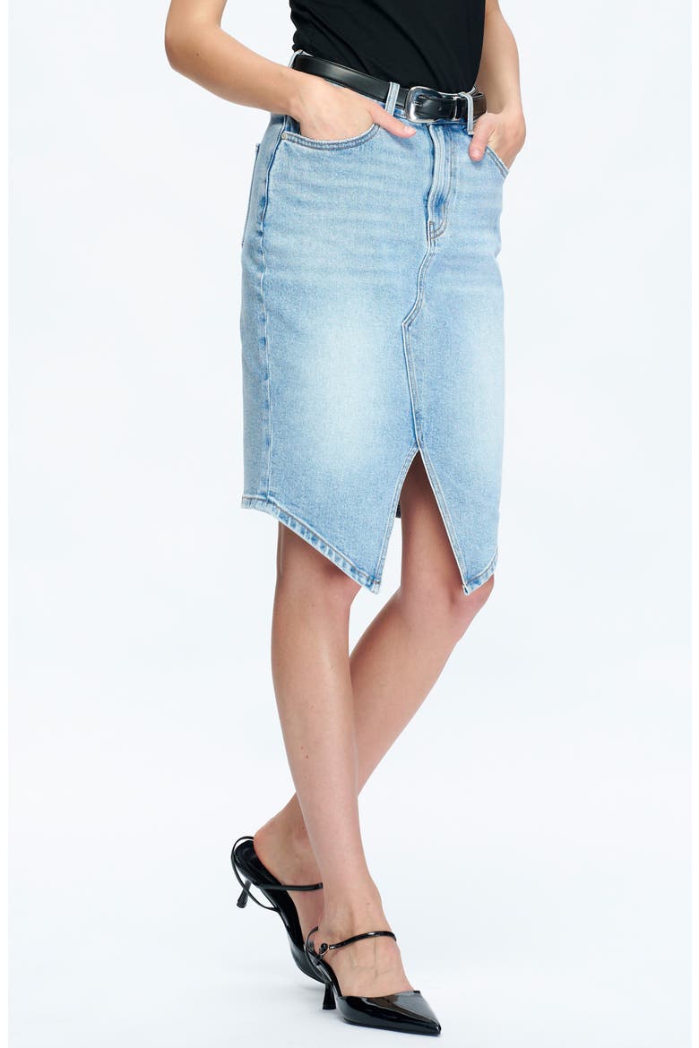 Tara Mid Rise Front Slit Midi Skirt, Alternate, color, COBALT BLUE
