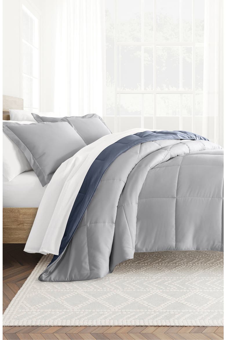 Premium Down Alternative Reversible Comforter Set, Alternate, color, STONE / LIGHT GRAY