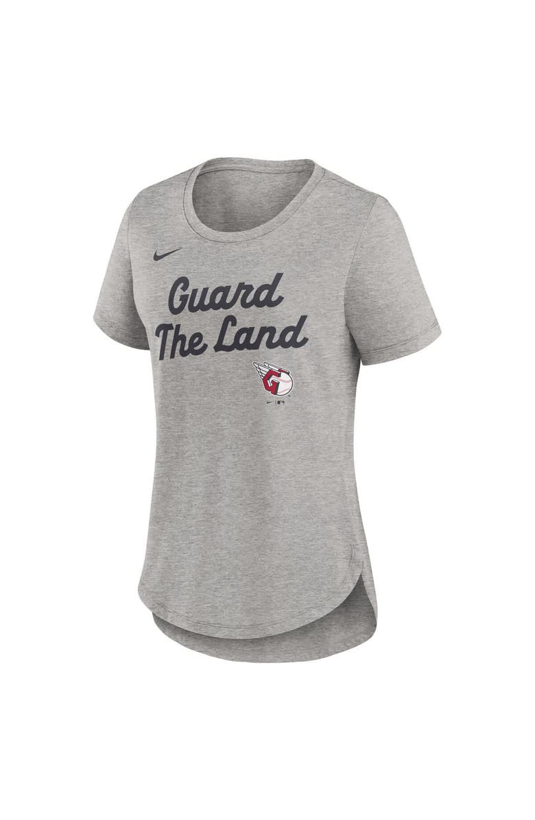 Nike Women's Nike Heather Gray Cleveland Guardians Script Tri-Blend T-Shirt, Alternate, color, Heather Gray