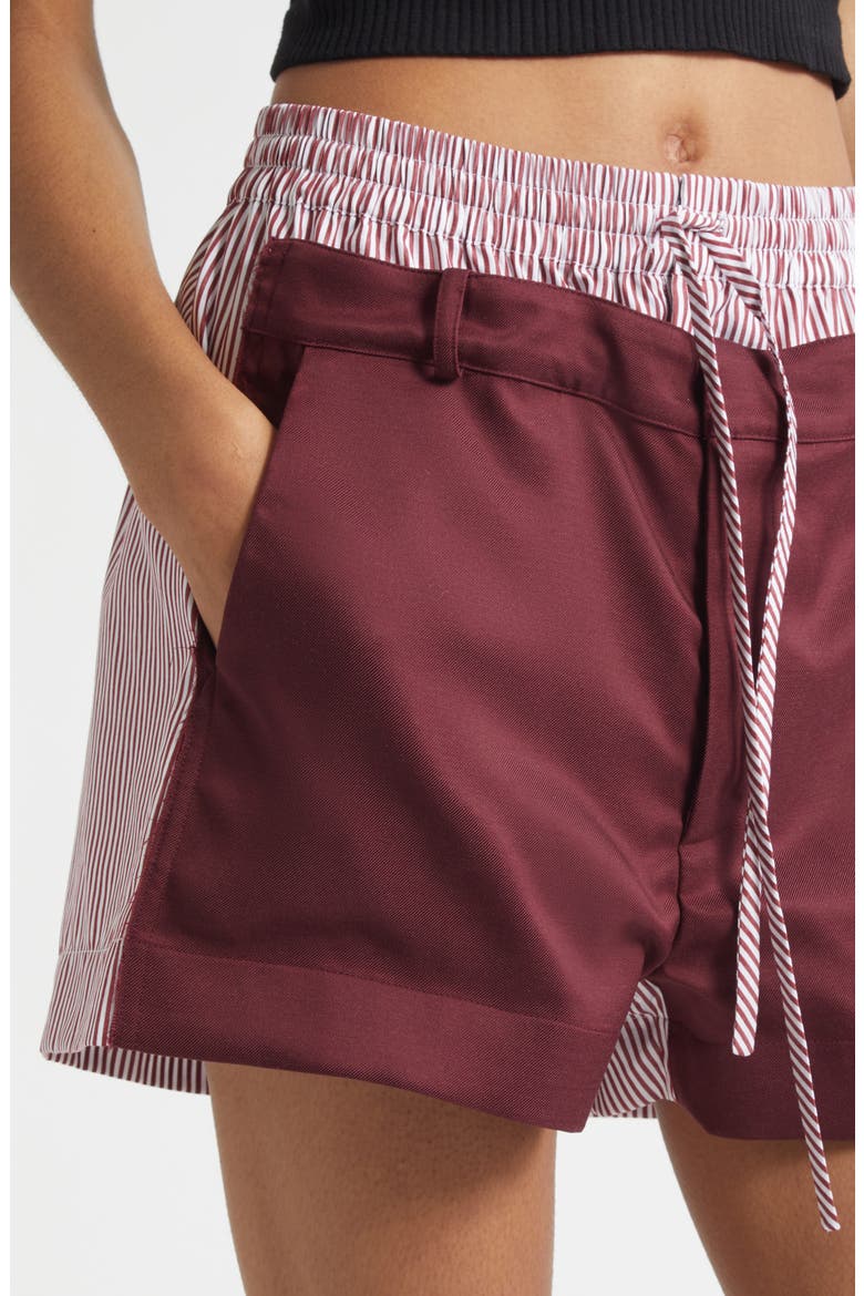 Deconstructed Double Waistband Shorts, Alternate, color, BURGUNDY
