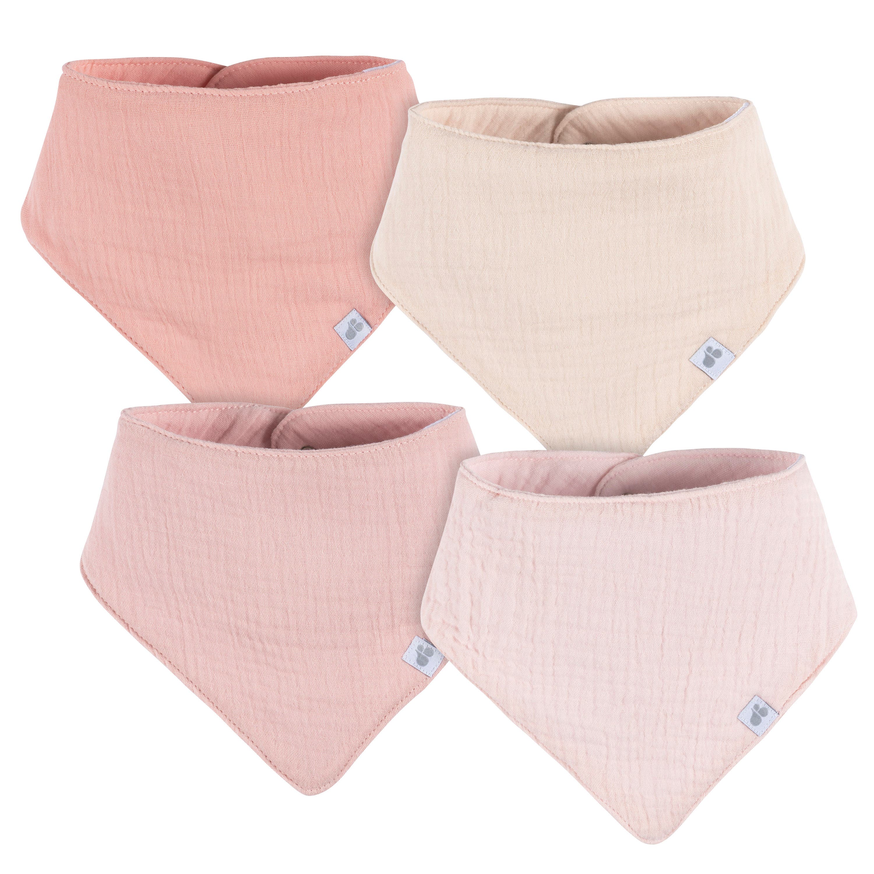 Just Born Muslin Bandana Bibs 4-Pack Pinks 