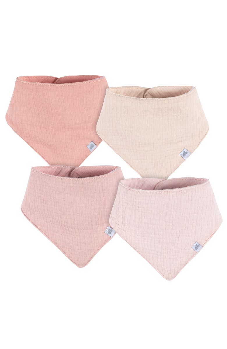 Just Born Muslin Bandana Bibs 4-Pack Pinks, Main, color, Pinks
