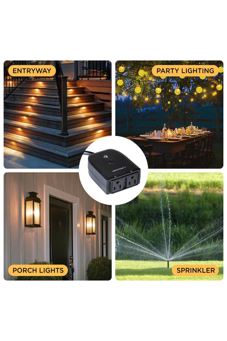 Outdoor Smart Dual Plug - WiFi Remote App Control for Outdoor Lights & Holiday Decor; Compatible with Alexa and Google Home Assistant, No Hub Required, Alternate, color, Black