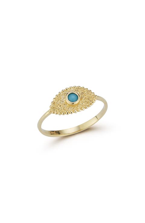 14K Gold Turquoise Evil Eye Ring