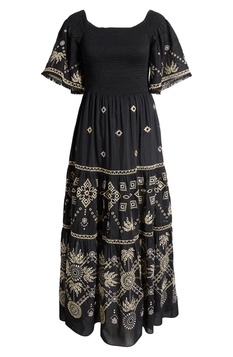 KOBI HALPERIN Quinn Smocked Cotton & Silk Dress, Alternate, color,