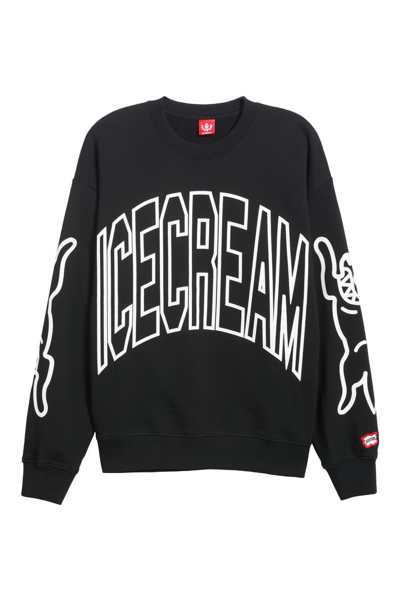 Coffee Oversize Cotton Crewneck Sweatshirt, Main, color, BLACK