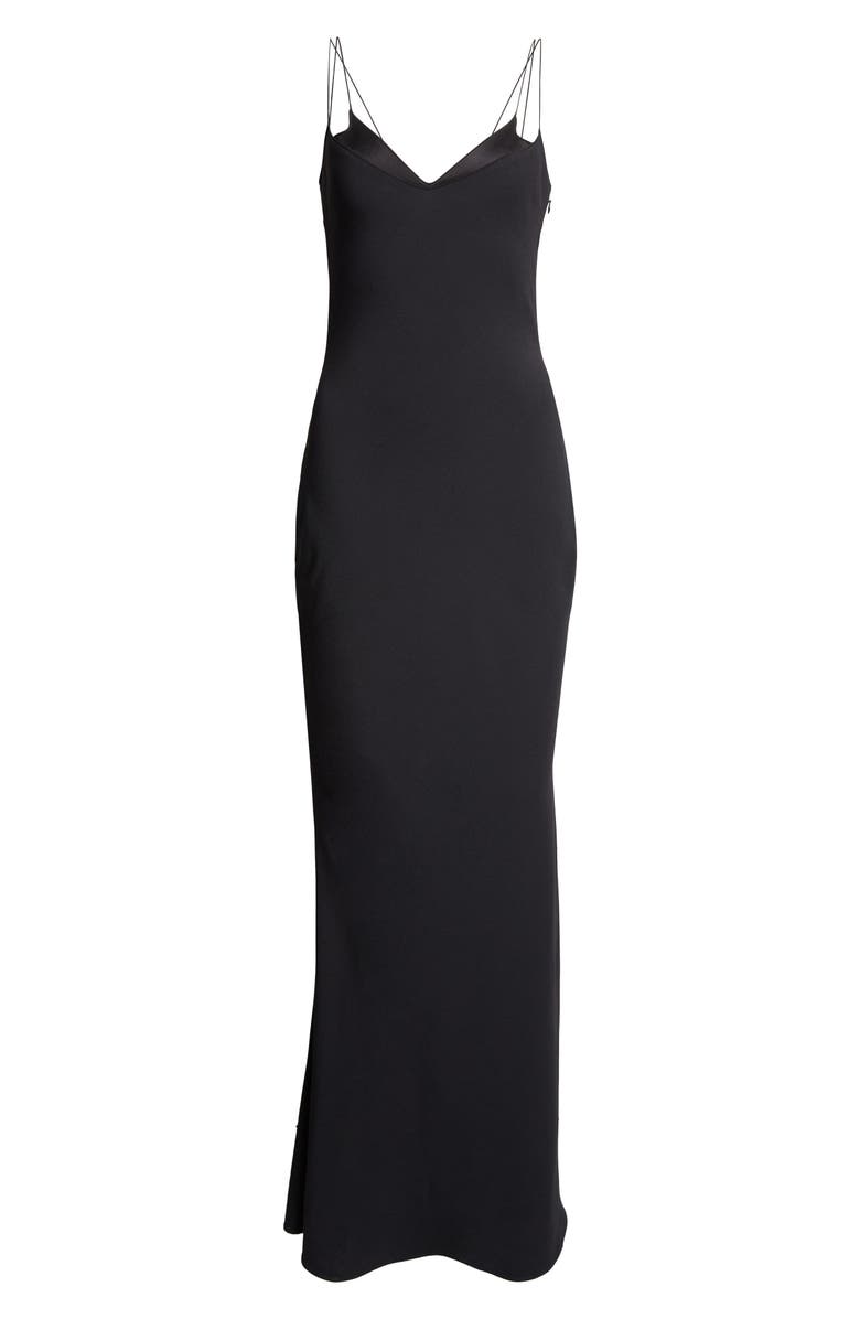 TOM FORD Satin Trim Crepe Slipdress, Main, color, Black
