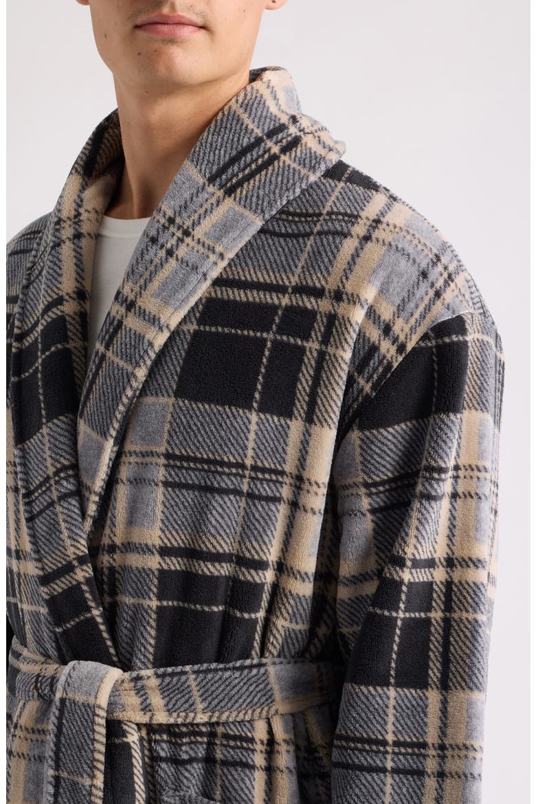 Firelight Plush Shawl Robe, Alternate, color, BLACK