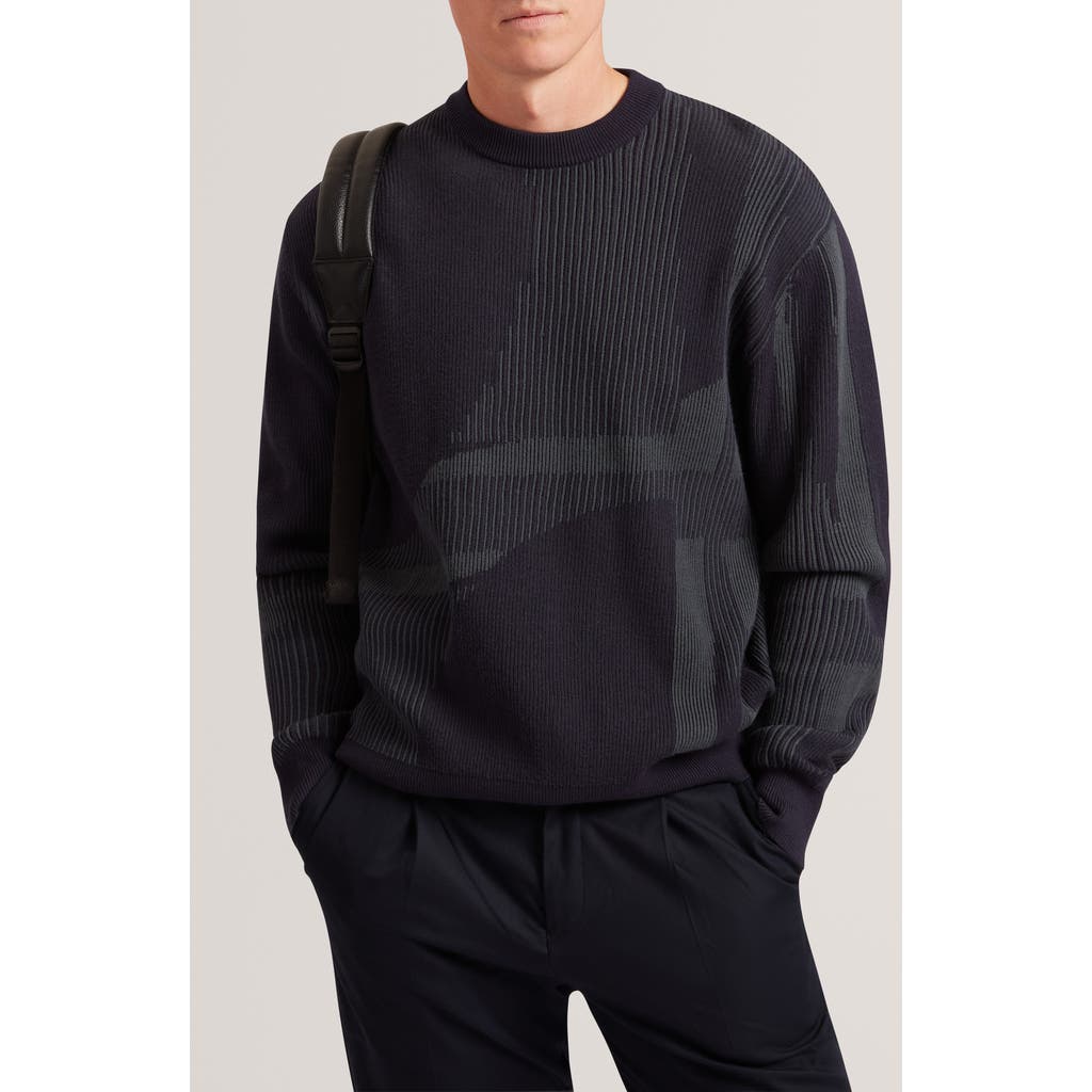 Ted Baker Wilan Rib Abstract Sweater In Black