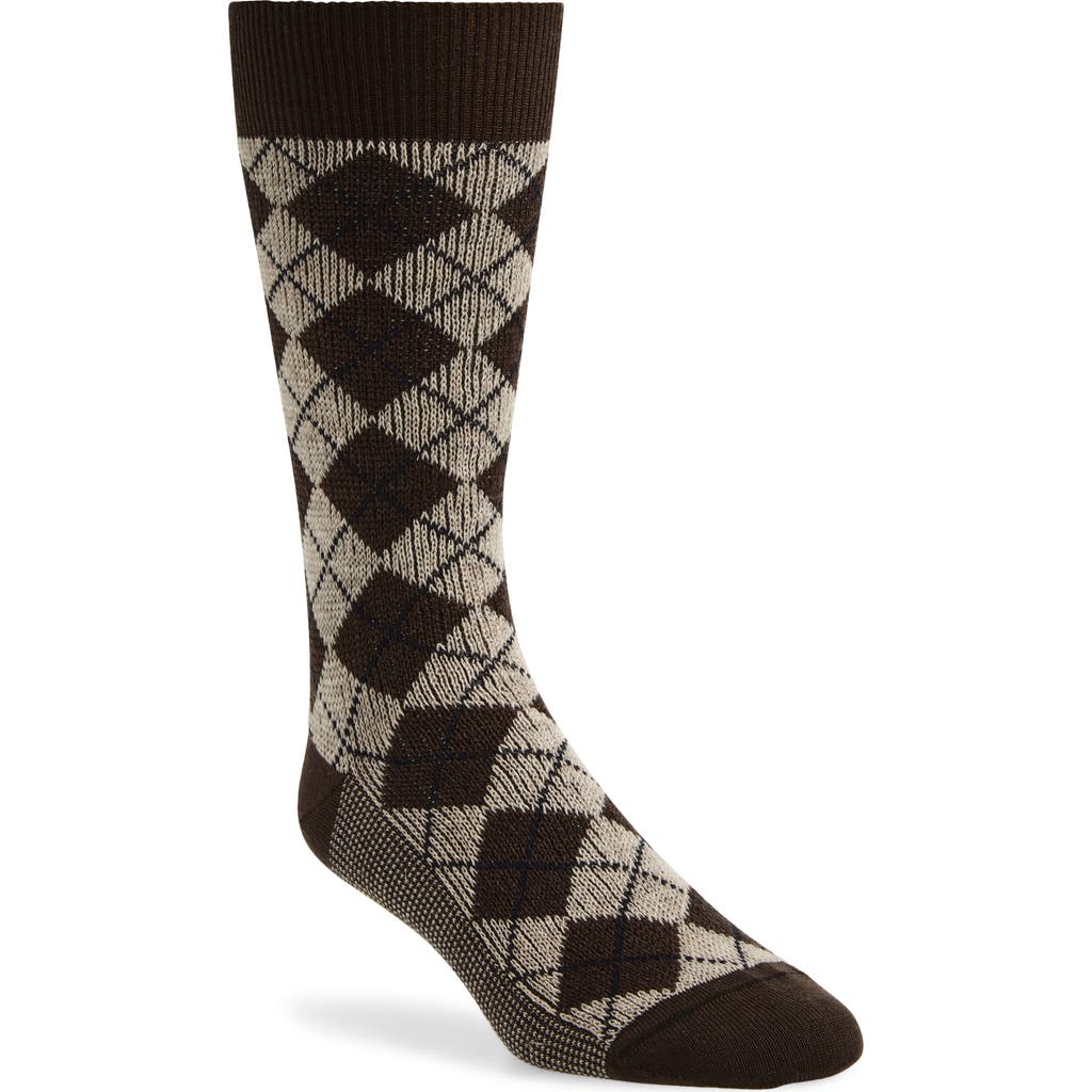 Thom Browne Argyle Jacquard Mid Calf Socks In Brown